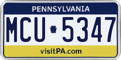 PA license plate MCU5347