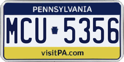 PA license plate MCU5356
