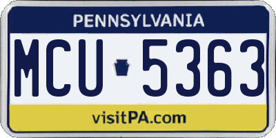 PA license plate MCU5363