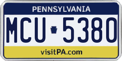 PA license plate MCU5380