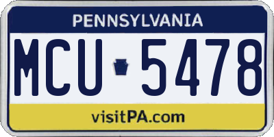 PA license plate MCU5478
