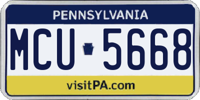 PA license plate MCU5668