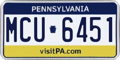 PA license plate MCU6451