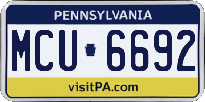 PA license plate MCU6692