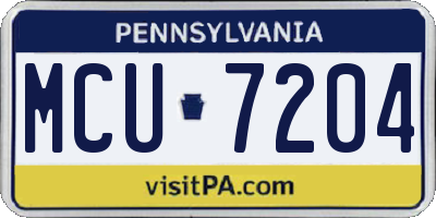 PA license plate MCU7204