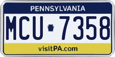 PA license plate MCU7358