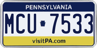 PA license plate MCU7533