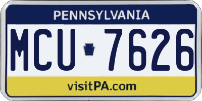 PA license plate MCU7626