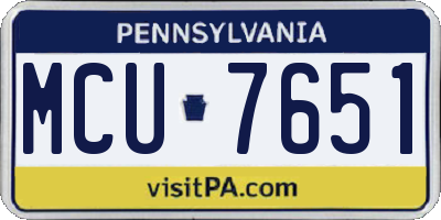 PA license plate MCU7651