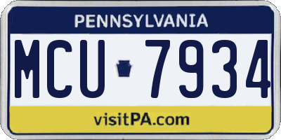 PA license plate MCU7934