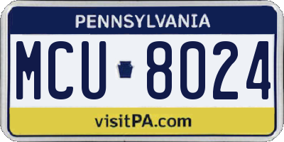 PA license plate MCU8024