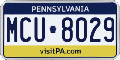 PA license plate MCU8029