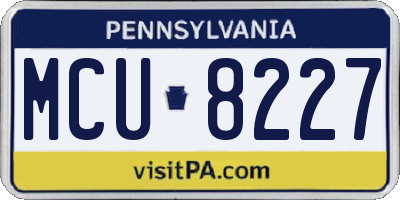 PA license plate MCU8227