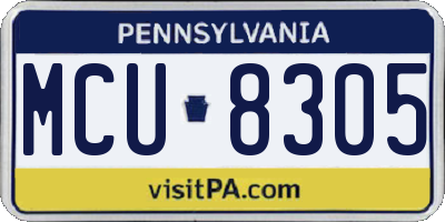 PA license plate MCU8305