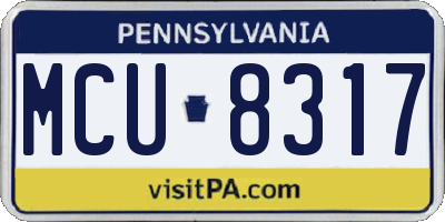 PA license plate MCU8317