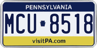 PA license plate MCU8518