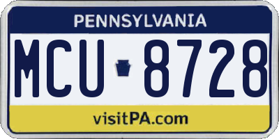 PA license plate MCU8728
