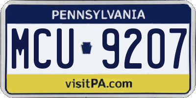 PA license plate MCU9207