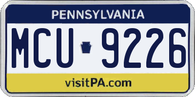 PA license plate MCU9226