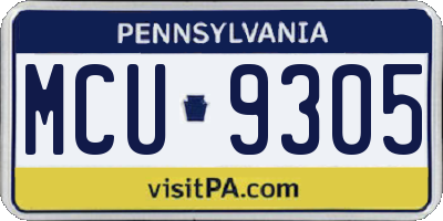 PA license plate MCU9305