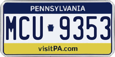 PA license plate MCU9353