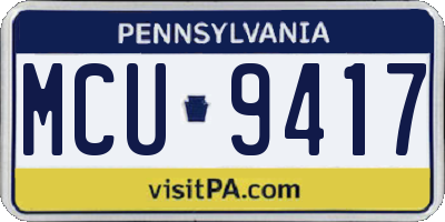 PA license plate MCU9417