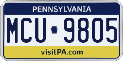 PA license plate MCU9805
