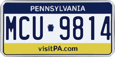 PA license plate MCU9814