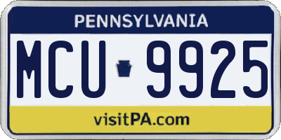 PA license plate MCU9925