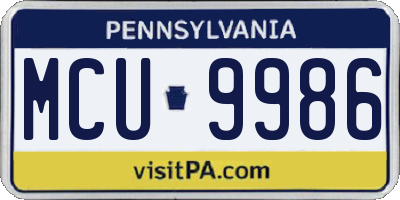 PA license plate MCU9986