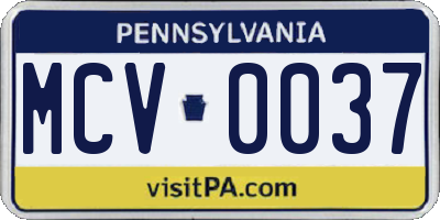 PA license plate MCV0037