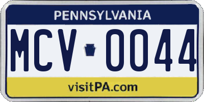 PA license plate MCV0044