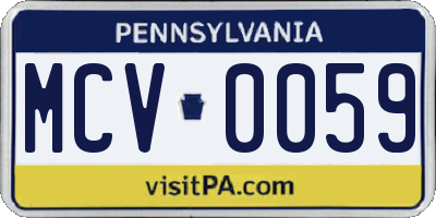 PA license plate MCV0059