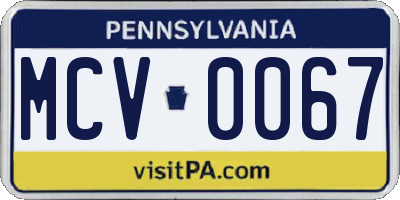 PA license plate MCV0067