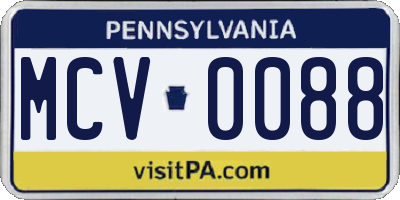 PA license plate MCV0088