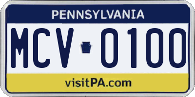 PA license plate MCV0100