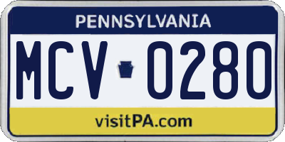 PA license plate MCV0280