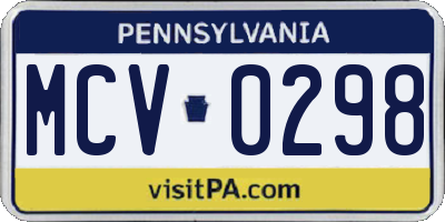 PA license plate MCV0298