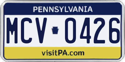 PA license plate MCV0426