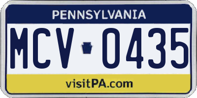 PA license plate MCV0435
