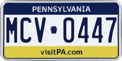 PA license plate MCV0447