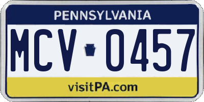 PA license plate MCV0457