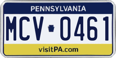 PA license plate MCV0461