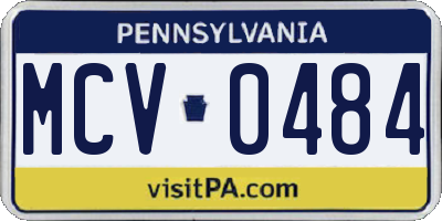 PA license plate MCV0484