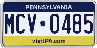 PA license plate MCV0485