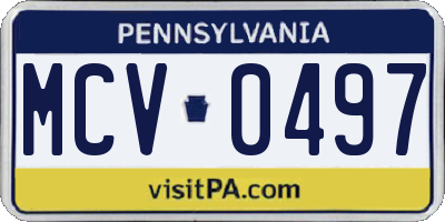 PA license plate MCV0497