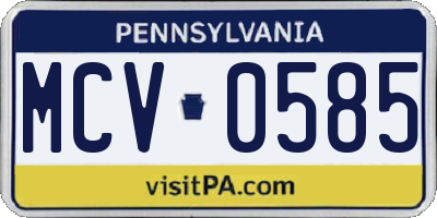 PA license plate MCV0585