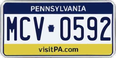 PA license plate MCV0592