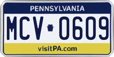 PA license plate MCV0609
