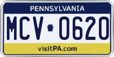 PA license plate MCV0620